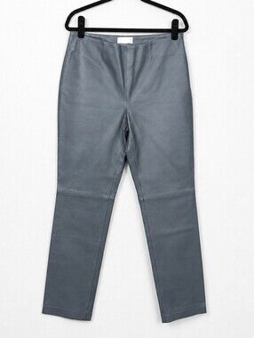 Spiegel Y2K Slate Gray Genuine Leather Straight Leg Pants Size 12 Minimalist